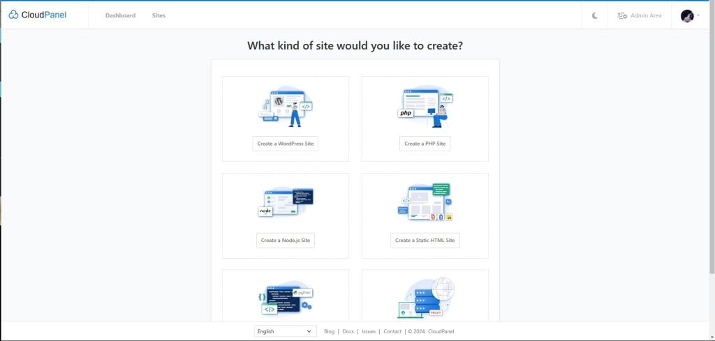 CloudPanel Sites Add